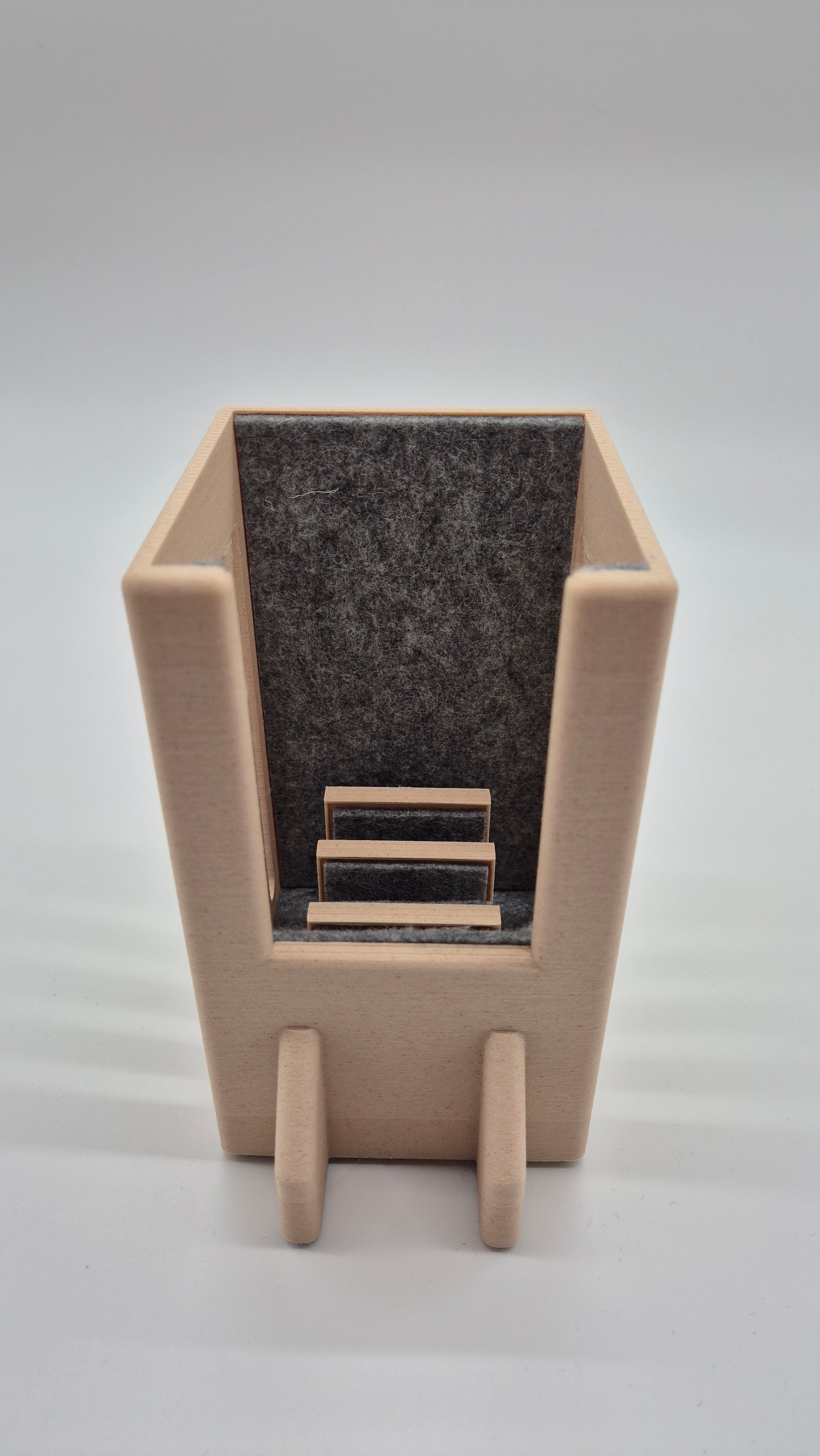 "Be Present" - family box for 4 smartphones - beige with grey felt