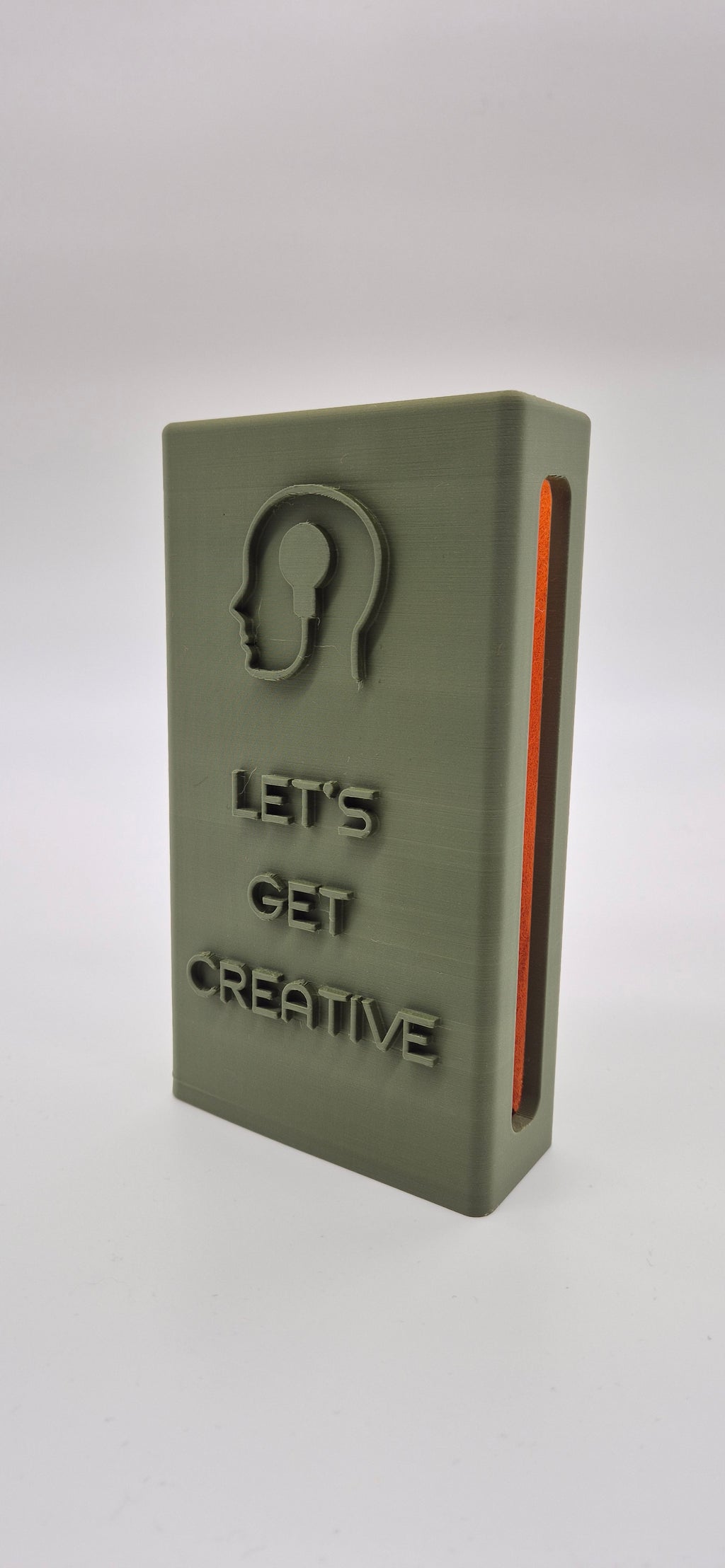 "Lets Get Creative" Reclaimbox for one smartphone - Green with orange felt