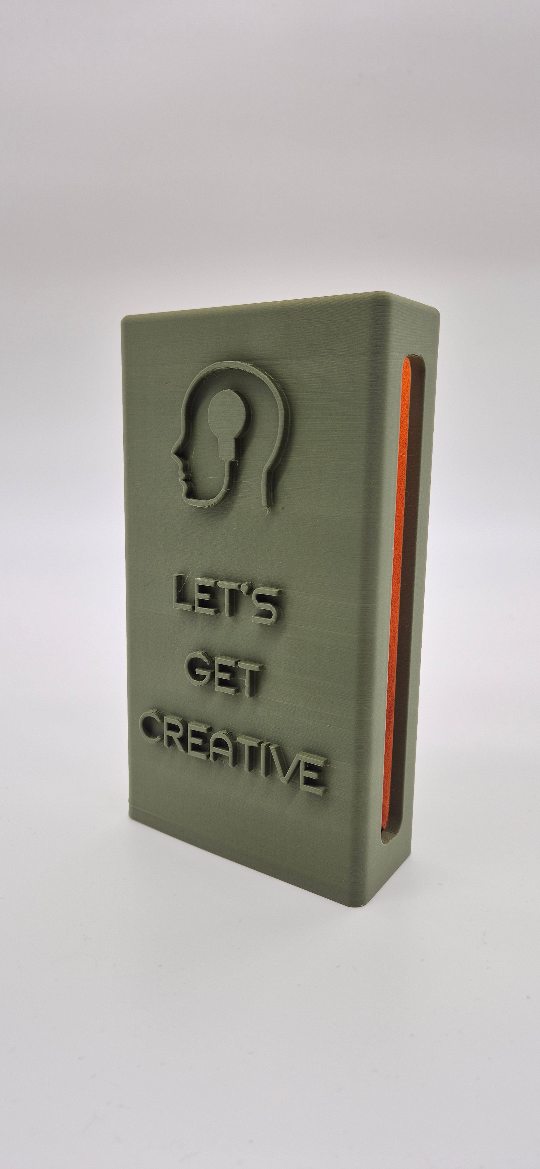 "Lets Get Creative" Reclaimbox for one smartphone - Green with orange felt