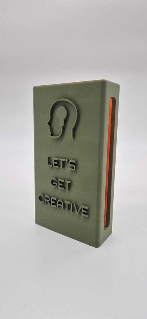 "Lets Get Creative" Reclaimbox for one smartphone - Green with orange felt