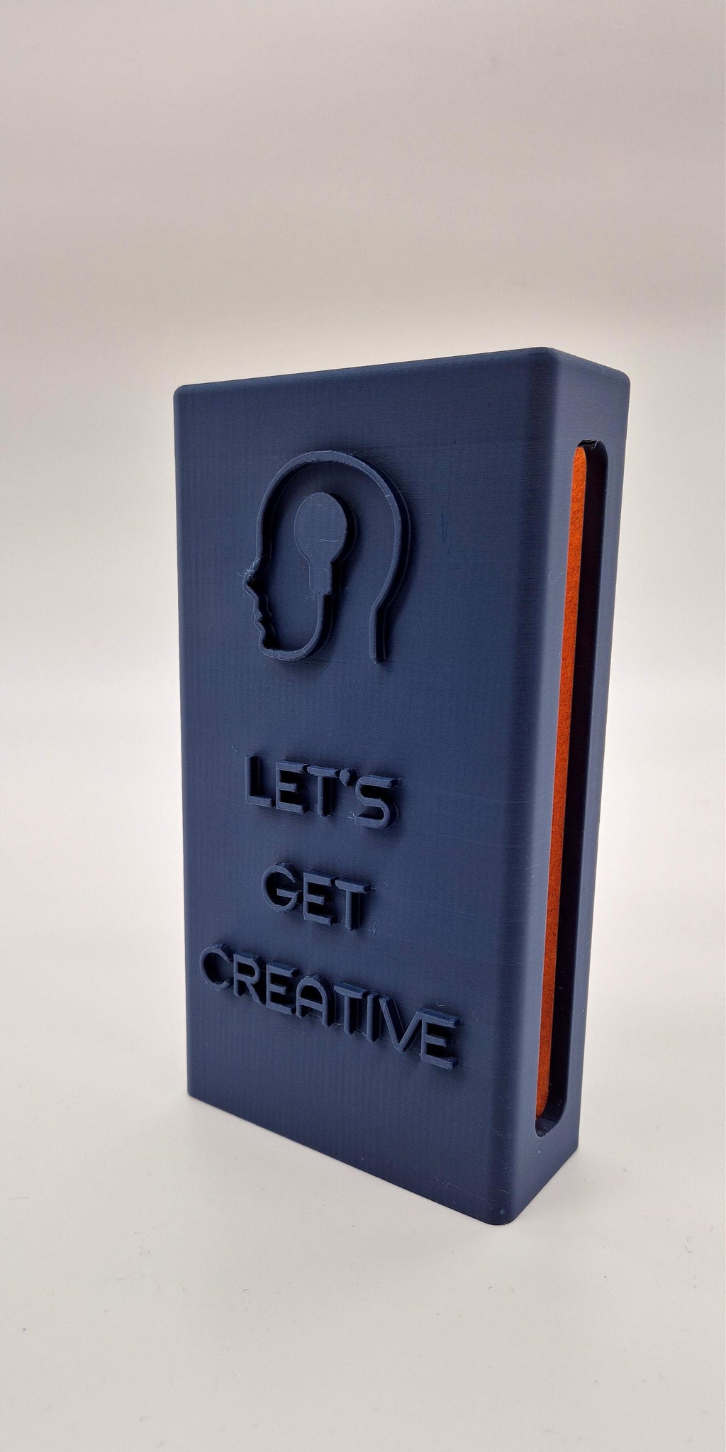 "Lets Get Creative" Reclaimbox for one smartphone - Blue with orange felt