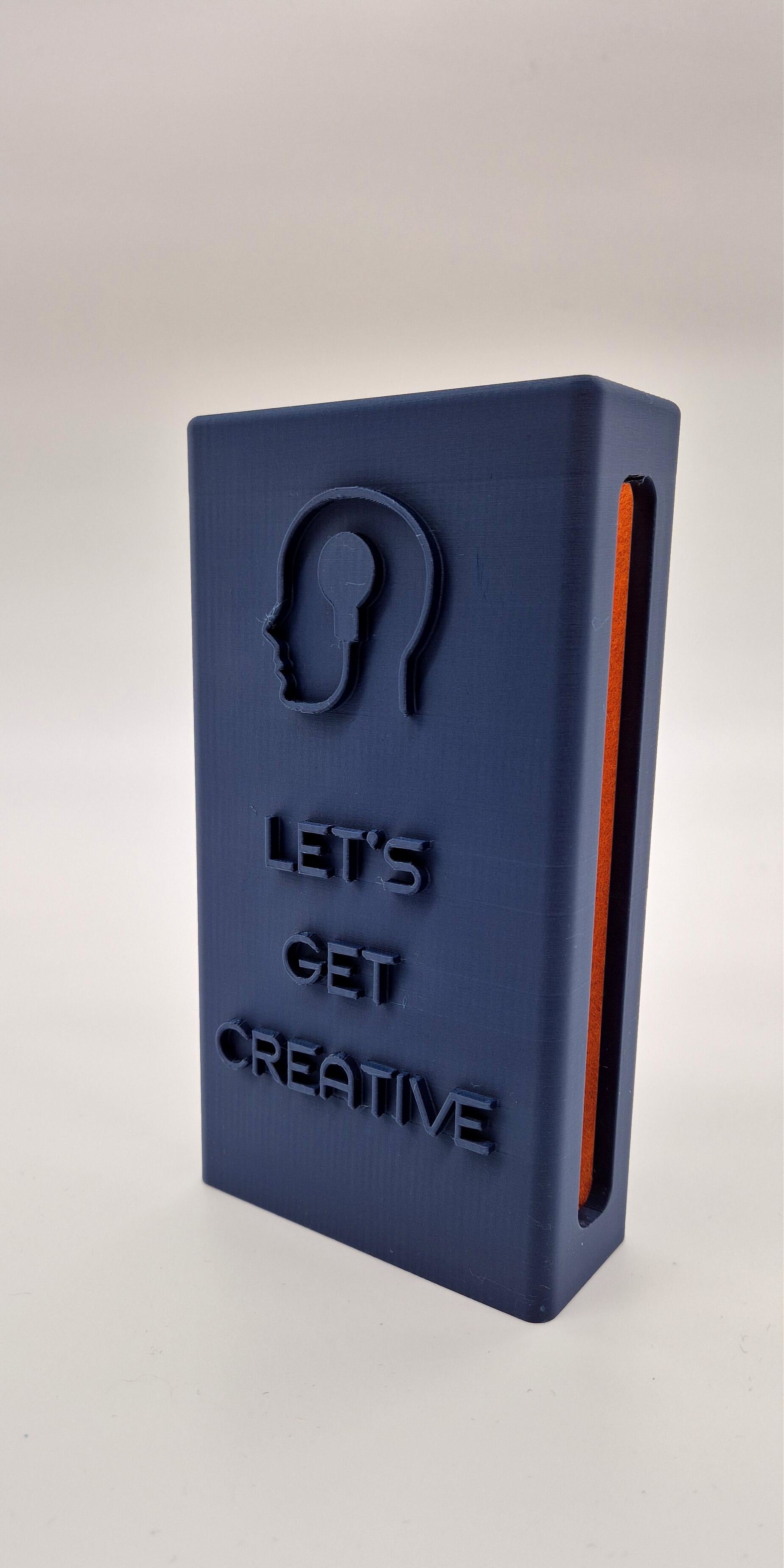 "Lets Get Creative" Reclaimbox for one smartphone - Blue with orange felt