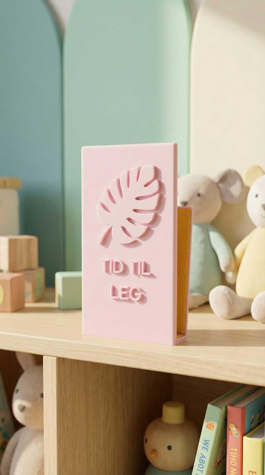 “Tid til leg” Reclaim kids box for Tablets - Pink with yellow felt
