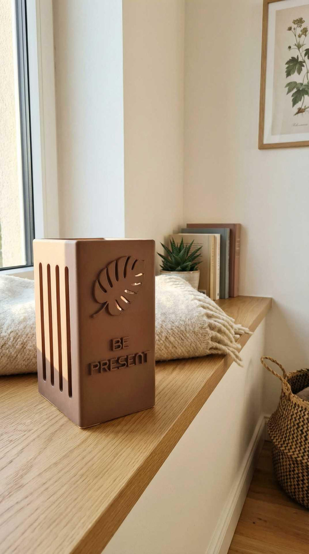 Family edition "Be Present" for 4 smartphones - brown with pink felt.