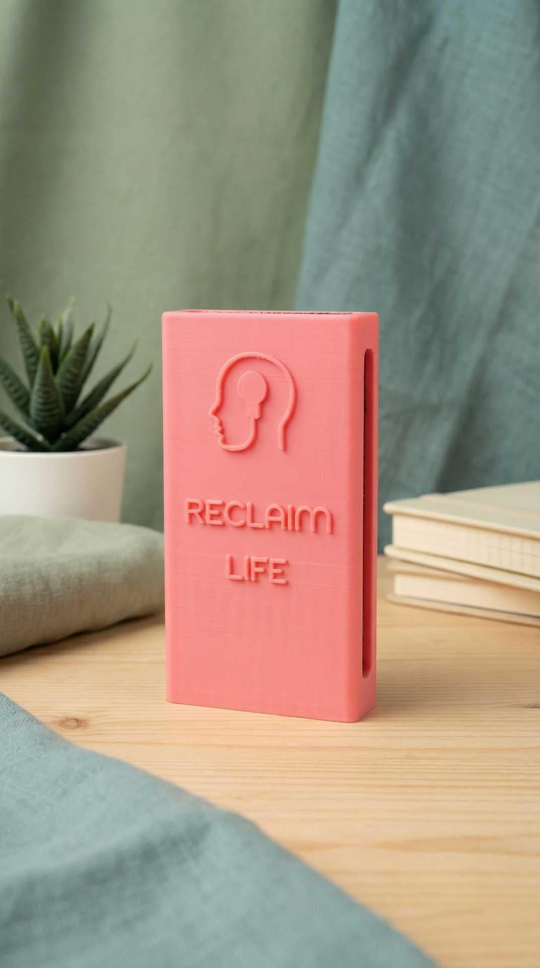 "Reclaim Life" Reclaimbox for one smartphone - pink with grey felt