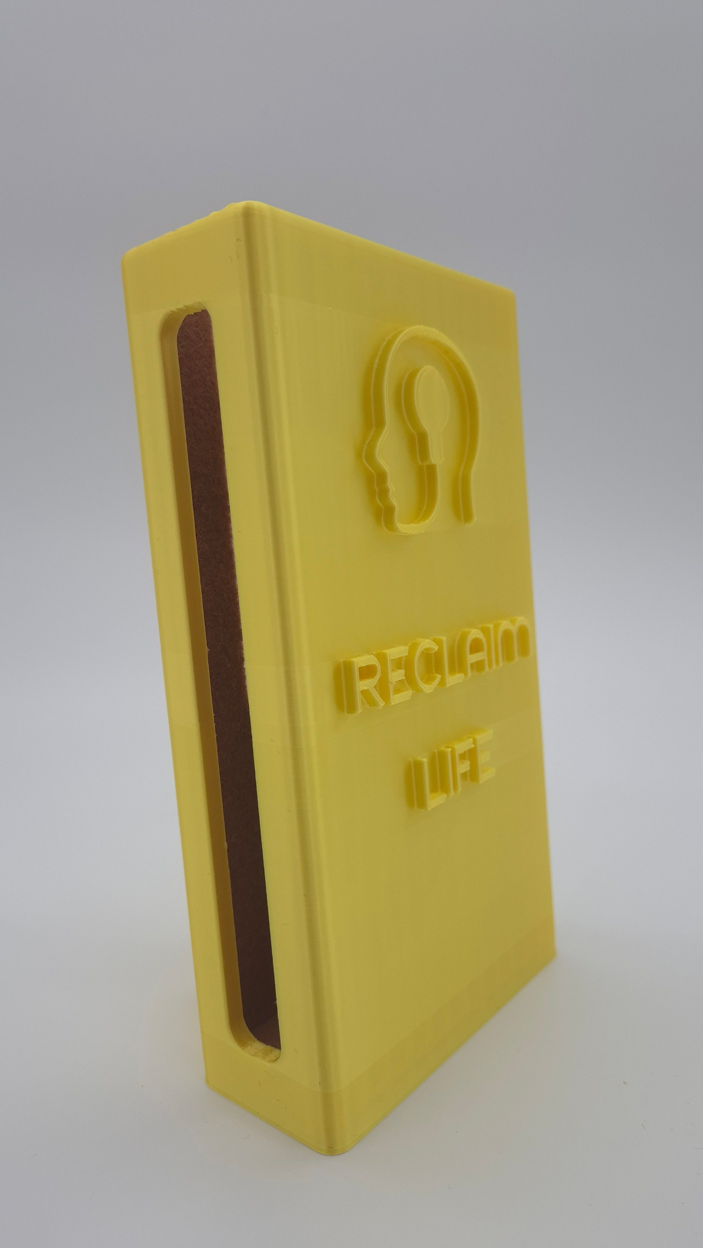 "Reclaim Life" Reclaimbox for one smartphone - Yellow with brown felt